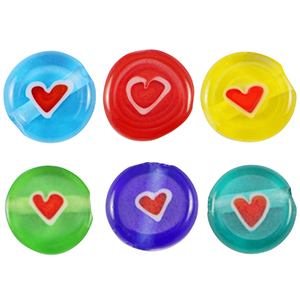 Perles Millefiori disc c&oelig;ur 8mm Multicolore