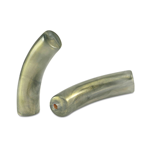 Perles tubes acryliques brillante Vert cendre dor&eacute;