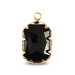 Pendentifs en verre Crystal Glass rectangle Noir jais-dor&eacute;