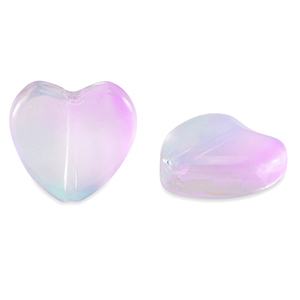 Perles en verre coeur Lilas