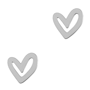 Breloques en acier Inox coeur Argent&eacute;