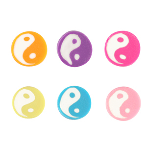 Perles en polym&egrave;re Yin & Yang Multicolore-blanc