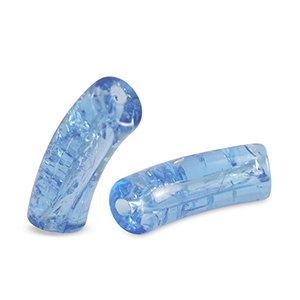 Perles tubes acryliques craquel&eacute; Bleu caroline