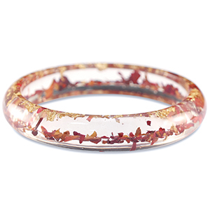 Bracelets tendance avec fleurs s&eacute;ch&eacute;es Rouge bourgogne-dor&eacute;