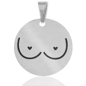 Breloques en acier Inox seins Argent&eacute;