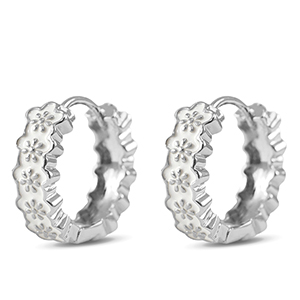 M&eacute;tal TQ laiton cr&eacute;oles &eacute;maill&eacute;es fleur Argent&eacute;-blanc