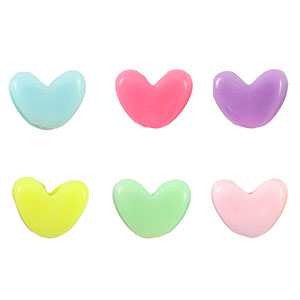 Perles aspect acrylique coeur Multicolore pastel