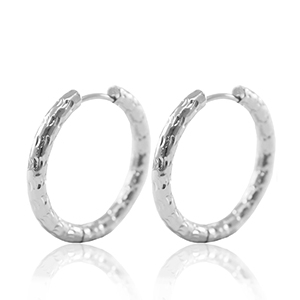 Boucles d'oreilles en acier Inox cr&eacute;oles 23mm Argent&eacute;