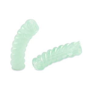 Perles tubes acryliques torsad&eacute; Vert menthe transparent