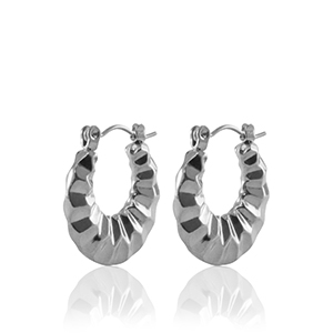 Boucles d'oreilles en acier Inox cr&eacute;oles 20mm Argent&eacute;