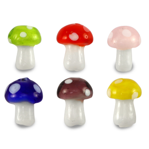Perles en verre champignon Multicolore-blanc