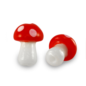 Perles en verre champignon Blanc-rouge