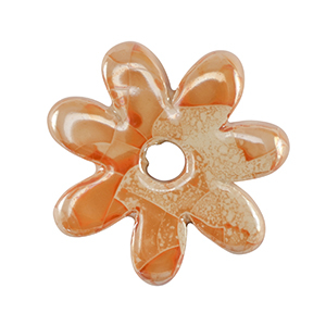 Perles en c&eacute;ramique DQ grecque fleur Orange