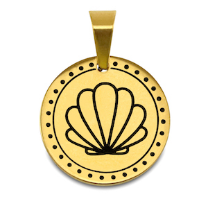 Breloques en acier Inox coquillage Dor&eacute;