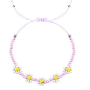 Bracelets tendance fleur Lilas rose-blanc pearl shine coating