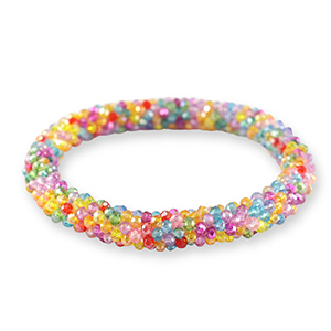 Bracelet perles &agrave; facettes Multicolore jaune-rose