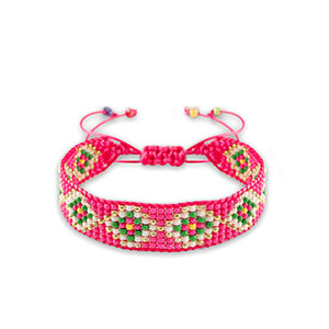 Bracelets tendance Rose magenta-blanc