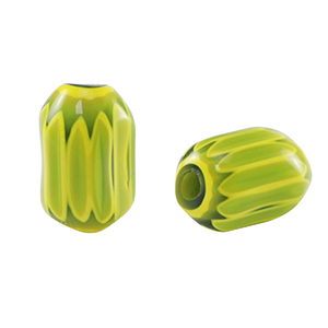 Perles Millefiori tube Vert-jaune