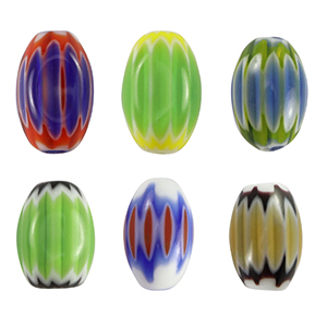 Perles Millefiori tube Multicolore bleu-vert