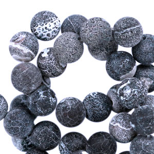 Pierres naturelles Calc&eacute;doine (Quartz) et Agate 8mm Anthracite