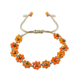 Cha&icirc;nes de cheville perles &agrave; facettes fleur Orange multicolore-marron topaze