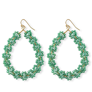 Boucles d&rsquo;oreilles facett&eacute;es goutte Dor&eacute;-vert oc&eacute;an