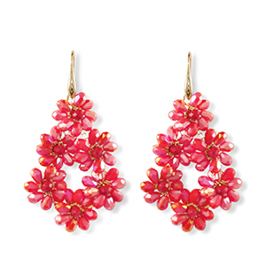 Boucles d&rsquo;oreilles facett&eacute;es goutte Dor&eacute;-rouge
