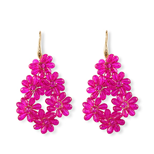 Boucles d&rsquo;oreilles facett&eacute;es goutte Dor&eacute;-rose n&eacute;on