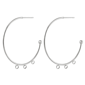 Boucles d'oreilles puces en acier Inox cr&eacute;oles Argent&eacute;