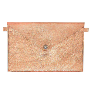 Pochette Rose p&ecirc;che m&eacute;tallique