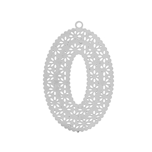 Breloques en acier Inox boh&egrave;mes ovale Argent&eacute;