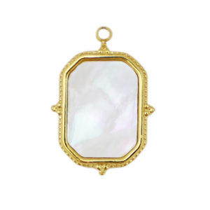 Breloques en acier Inox coquille rectangle Dor&eacute;-blanc (couleur naturelle)