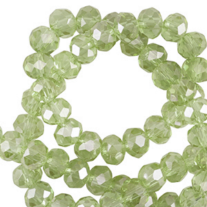 Perles &agrave; facettes 4x3mm disque Heishi Vert malachie-pearl shine coating