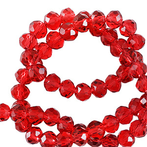 Perles &agrave; facettes 4x3mm disque Heishi Rouge bonbon
