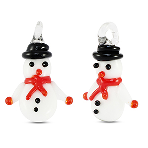 Breloques en verre bonhomme de neige Blanc-rouge-noir