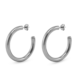 Boucles d'oreilles / puces en acier Inox cr&eacute;oles Argent&eacute;