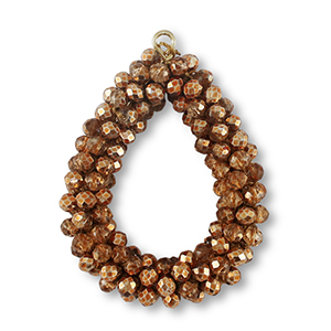Boucles pendentifs facett&eacute;es goutte marron cuivre