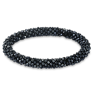 Bracelet perles &agrave; facettes bleu nuit