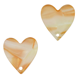 Pendentifs en r&eacute;sine c&oelig;ur Orange cuivr&eacute;