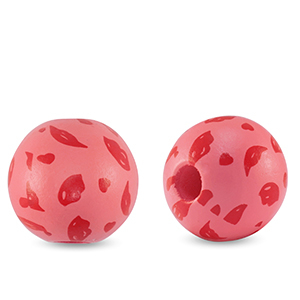 Perles en bois rond 16mm l&egrave;vre Rose magenta