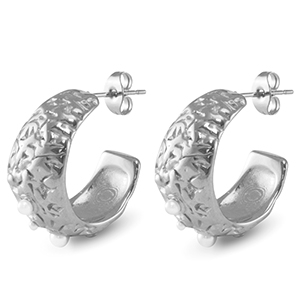 Boucles d'oreilles / puces en acier Inox imitations perles Argent&eacute;