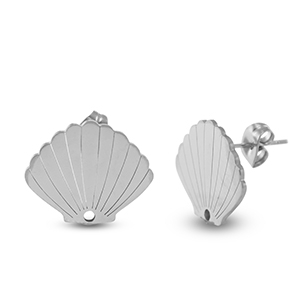 Boucles d'oreilles en acier Inox coquille Argent&eacute;