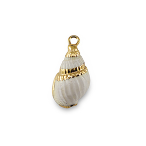 Pendentifs coquillage specials Blanc cr&egrave;me-dor&eacute;
