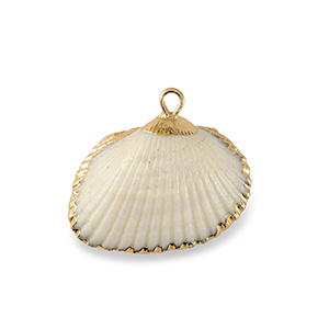 Pendentifs coquillage specials Coquille Saint-Jacques Blanc-dor&eacute;