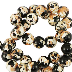 Perles en c&eacute;ramique 6mm Noir-cr&egrave;me