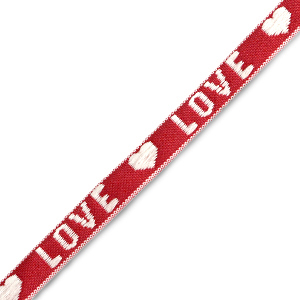 Ruban texte "love" Rouge-blanc