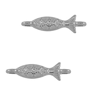Breloques en m&eacute;tal DQ connecteur poisson Argent&eacute; antique (sans nickel)