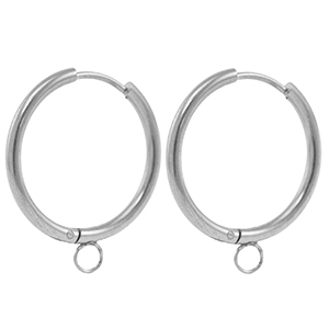 Boucles d'oreilles en acier Inox cr&eacute;oles 22mm Argent&eacute;