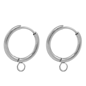 Boucles d'oreilles en acier Inox cr&eacute;oles 17mm Argent&eacute;