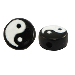 Perles lettres acryliques Yin & Yang Noir-blanc